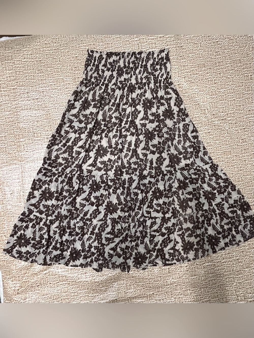 Wishlist Floral tiered Maxi Skirt Brown & White